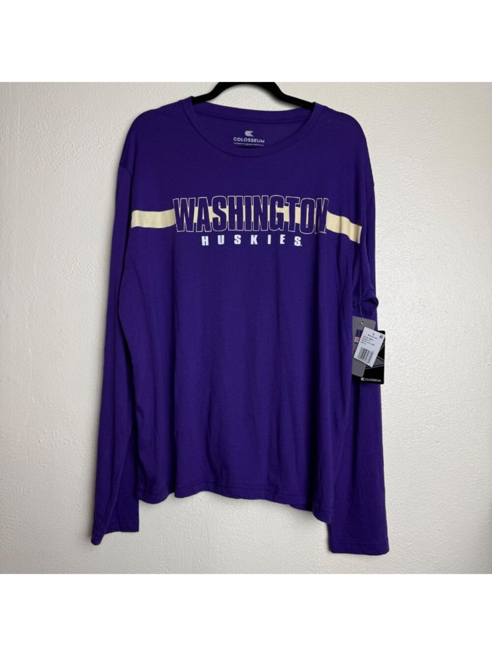 Washington Huskies Colosseum Mens Long Sleeve Tee Shirt Purple XL NWT